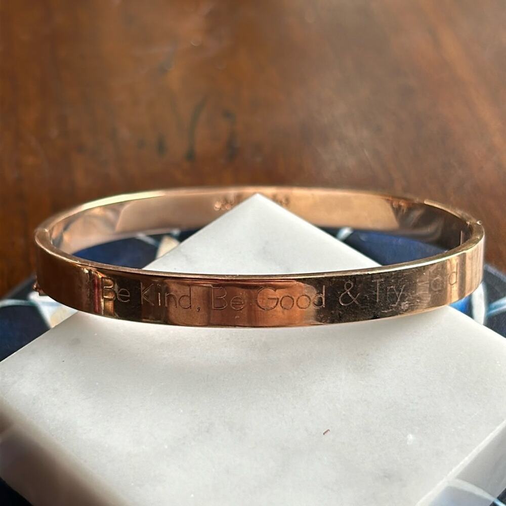 Stella & Dot Hinged Bracelet Be Kind, Be Good, & Try Hard #88 Gold tone